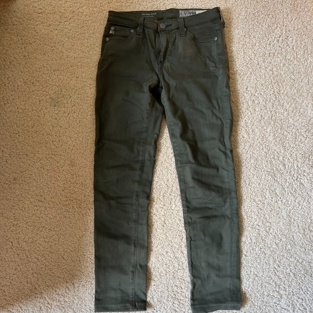 AG Adriano Goldschmied Prima Ankle Cigarette Ankle Olive Denim Jean -25 R